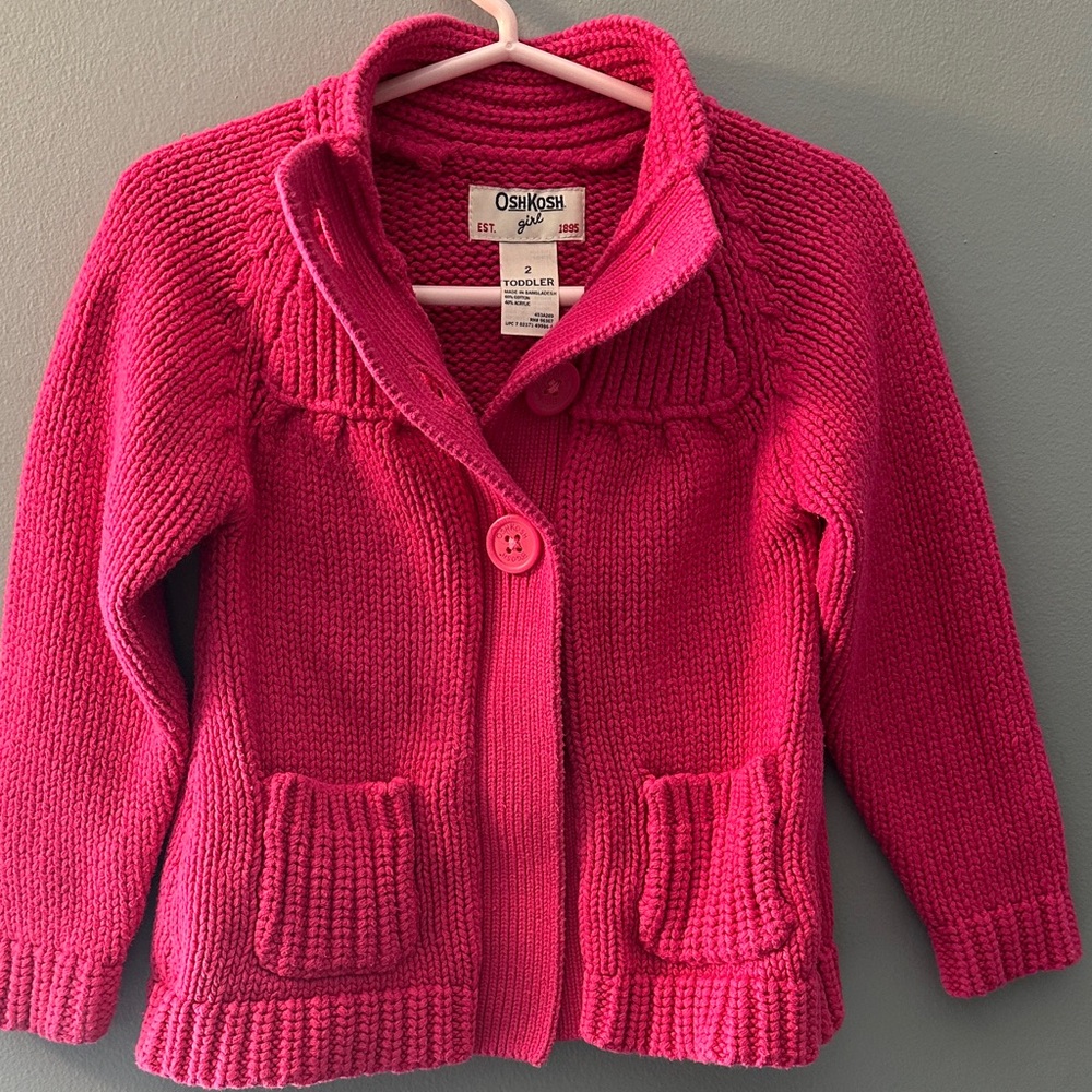 OshKosh B'gosh Vibrant Pink Toddler Cardigan